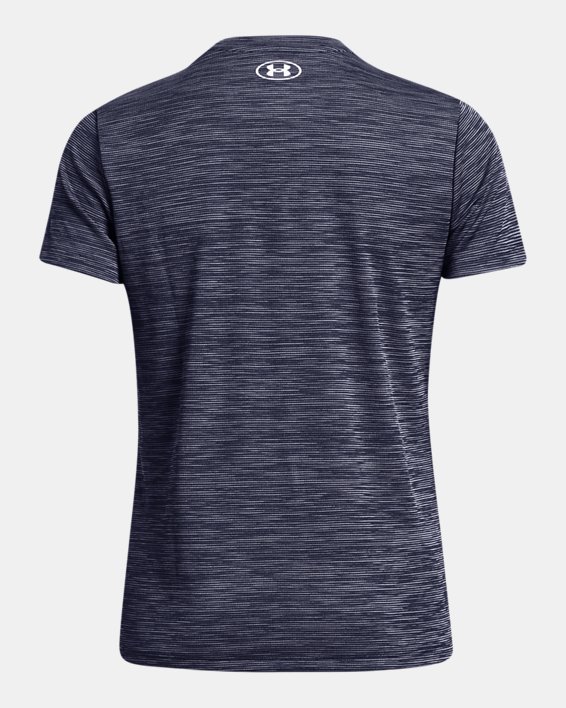 女士UA Tech™ Textured 短袖T恤 in Blue image number 4